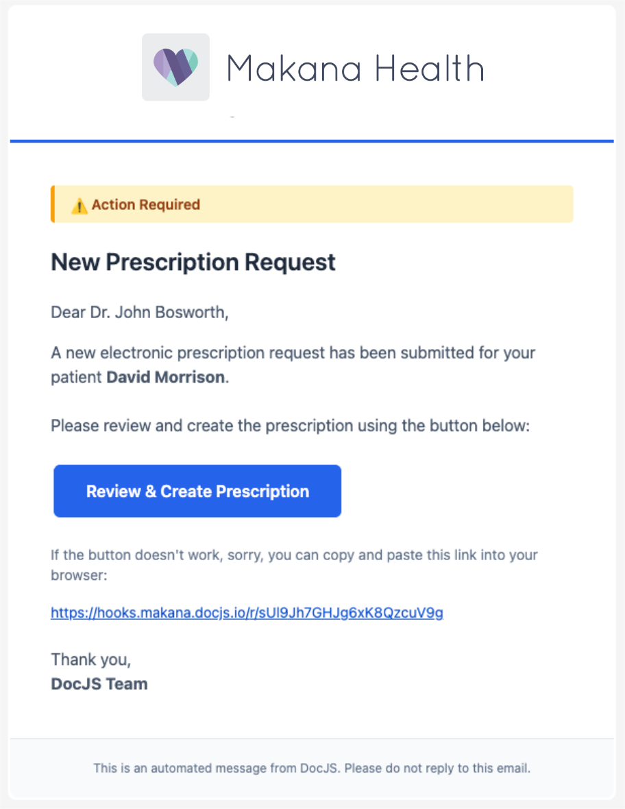 Email to Dr. John Bosworth: New Prescription Request for David Morrison