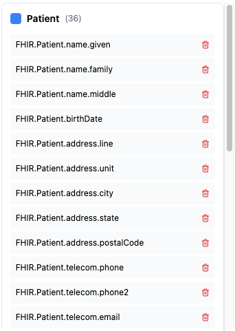 FHIR Patient field mapping list
