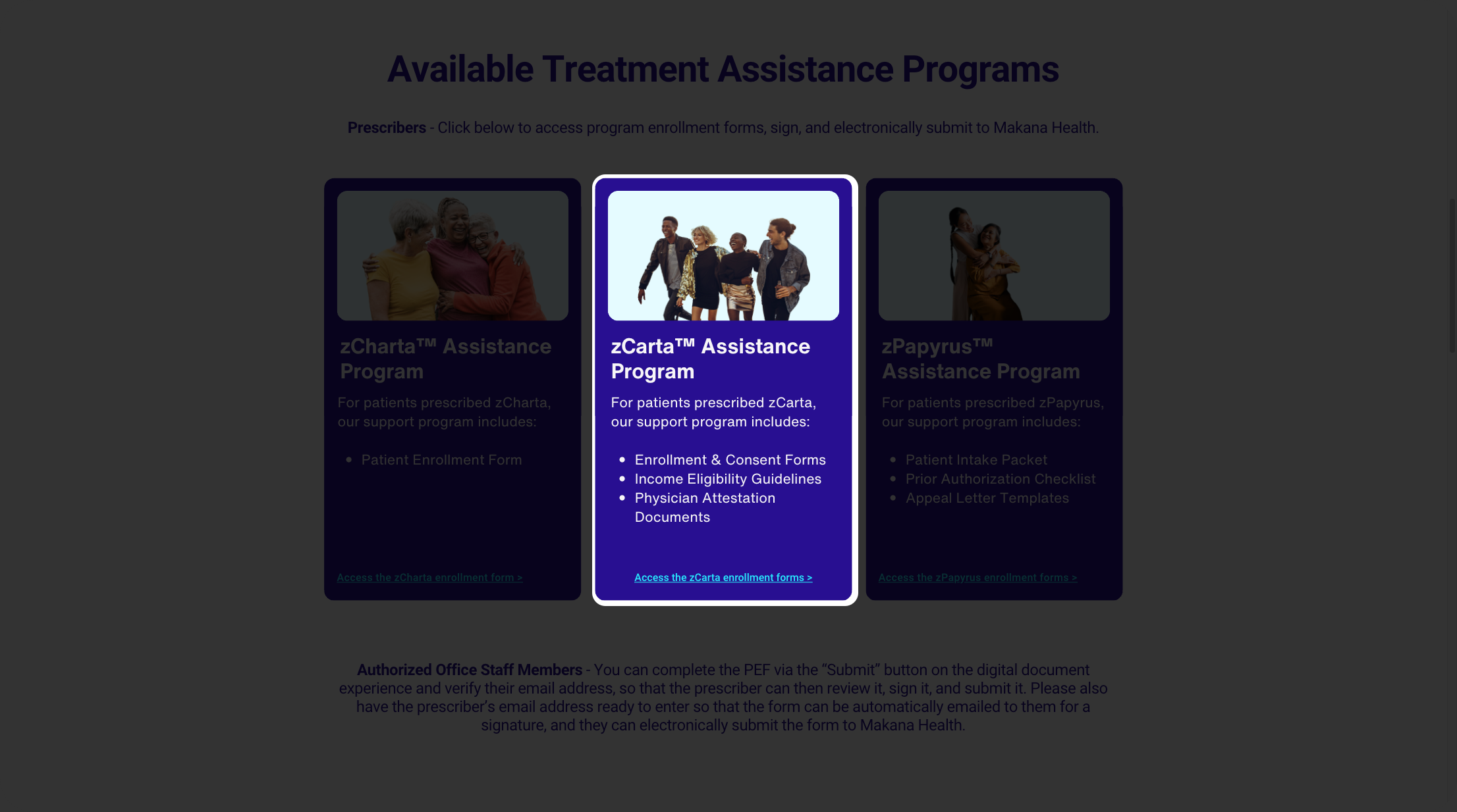 zCarta enrollment card highlighted