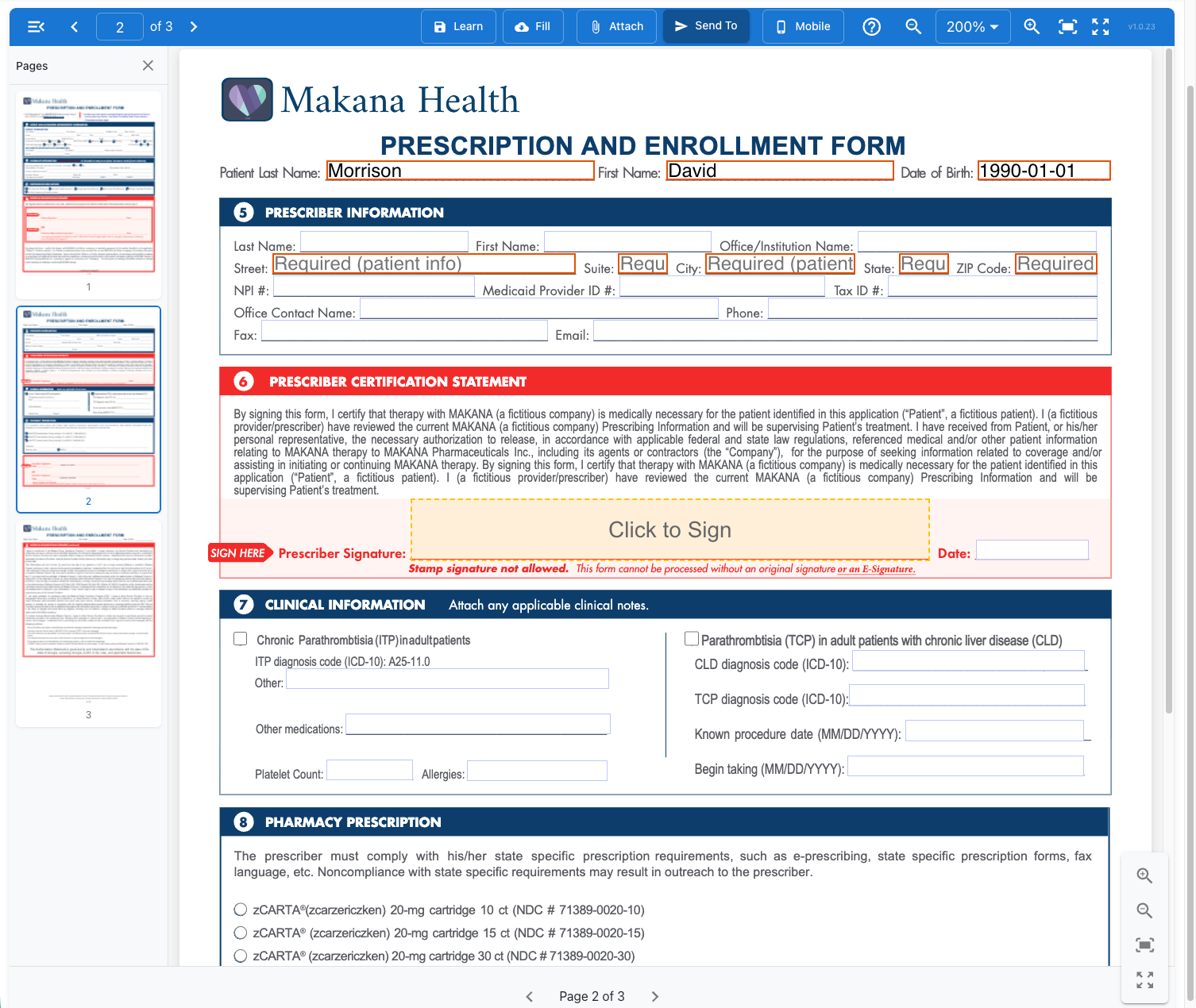 Section 5 Prescriber Information empty